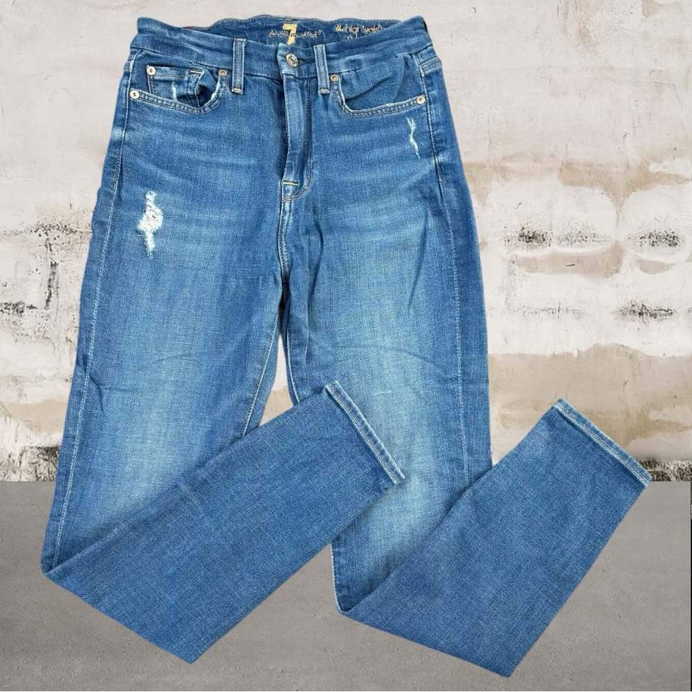 7 For All Mankind Women's High Waisted Ankle Skinny Size 25 - Picture 2 of 6
